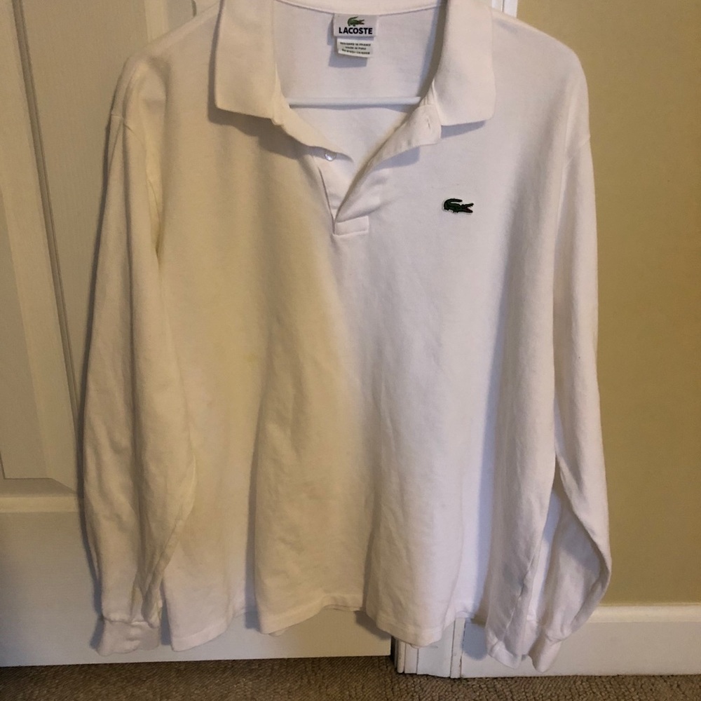 Lacoste white long sleeve polo size 7 large